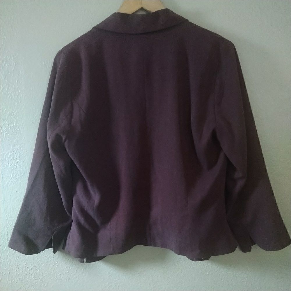 Noe Heights Purple Blazer, NWT Draping Front Burgundy Jacket, Size Small - Picture 4 of 8